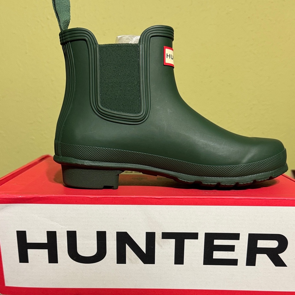 Hunter Dark Green Ankle Rain Boots